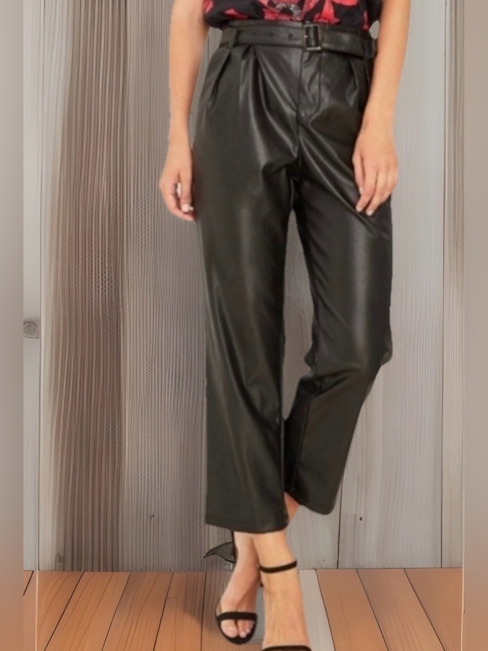 Who What Wear NWOT Black Vegan Leather Cropped High-Waist Pants
